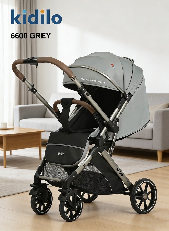 كيديليو عربة أطفال قابلة للعكس، مزودة بنظام امتصاص صدمات ممتاز، إمكانية توجيه الطفل للأمام أو للخلف، مظلة واسعة، حزام أمان بخمس نقاط، مقبض قابل للعكس، سهلة الطي، مناسبة للأطفال من عمر 0 ​​إلى 48 شهرًا، لون أسود - Image 1